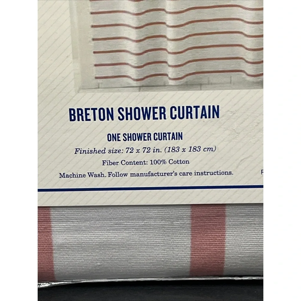 Southern Tide Breton Pink White Stripe Shower Curtain 72x72
